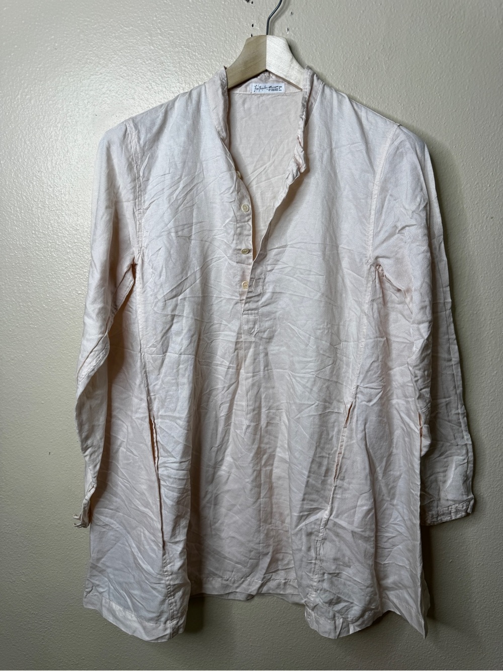 Free People x CP Shades Dress Small Blush Pink Cotton Silk Tunic Long Sleeve USA